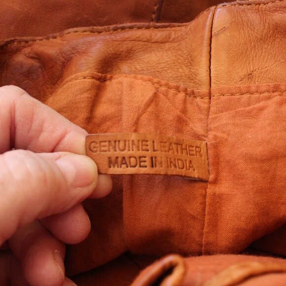 Frye Shoulder Bag Vintage Rustic British Tan Leather Clean lining - Picture 12 of 16